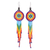 Glass beaded waterfall earrings, 'Colorful Huichol Circles' - Huichol Multicolored Glass Beaded Earrings from Mexico (image 2a) thumbail