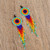 Glass beaded dangle earrings, 'Vibrant Huichol Circles' - Huichol Colorful Glass Beaded Earrings from Mexico