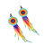 Glass beaded dangle earrings, 'Vibrant Huichol Circles' - Huichol Colorful Glass Beaded Earrings from Mexico (image 2c) thumbail