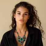 Glass beaded pendant necklace, 'Huichol Trio' - Floral Huichol Glass Beaded Necklace from Mexico