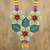 Glass beaded pendant necklace, 'Huichol Trio' - Floral Huichol Glass Beaded Necklace from Mexico (image 2b) thumbail