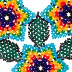 Glass beaded pendant necklace, 'Huichol Trio' - Floral Huichol Glass Beaded Necklace from Mexico