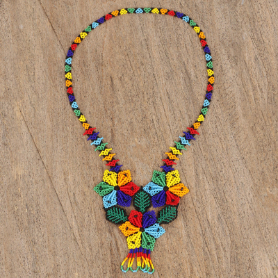 Download Colorful Floral Huichol Beaded Necklace from Mexico ...