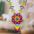 Glass beaded pendant necklace, 'Large Huichol Flower' - Floral Design Huichol Glass Beaded Necklace from Mexico (image 2) thumbail