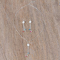 Sterling silver jewelry set, 'Colors of Guanajuato' - Floral Sterling Silver Jewelry Set from Mexico