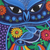 Ceramic wall art, 'Twilight Owl' - Hand Painted Colorful Ceramic Owl with Birds and Flowers (image 2c) thumbail