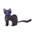 Wood alebrije figurine, 'Sophisticated Cat' - Black Alebrije Cat Silver and Purple Hand Painted Motifs