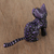 Wood alebrije figurine, 'Sophisticated Cat' - Black Alebrije Cat Silver and Purple Hand Painted Motifs (image 2c) thumbail