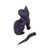 Wood alebrije figurine, 'Sophisticated Cat' - Black Alebrije Cat Silver and Purple Hand Painted Motifs (image 2f) thumbail