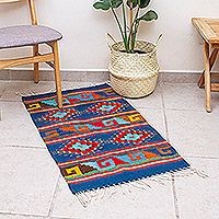 Wool area rug, 'Classic Geometry' (2x3) - Handwoven Geometric Wool Area Rug (2x3) from Mexico