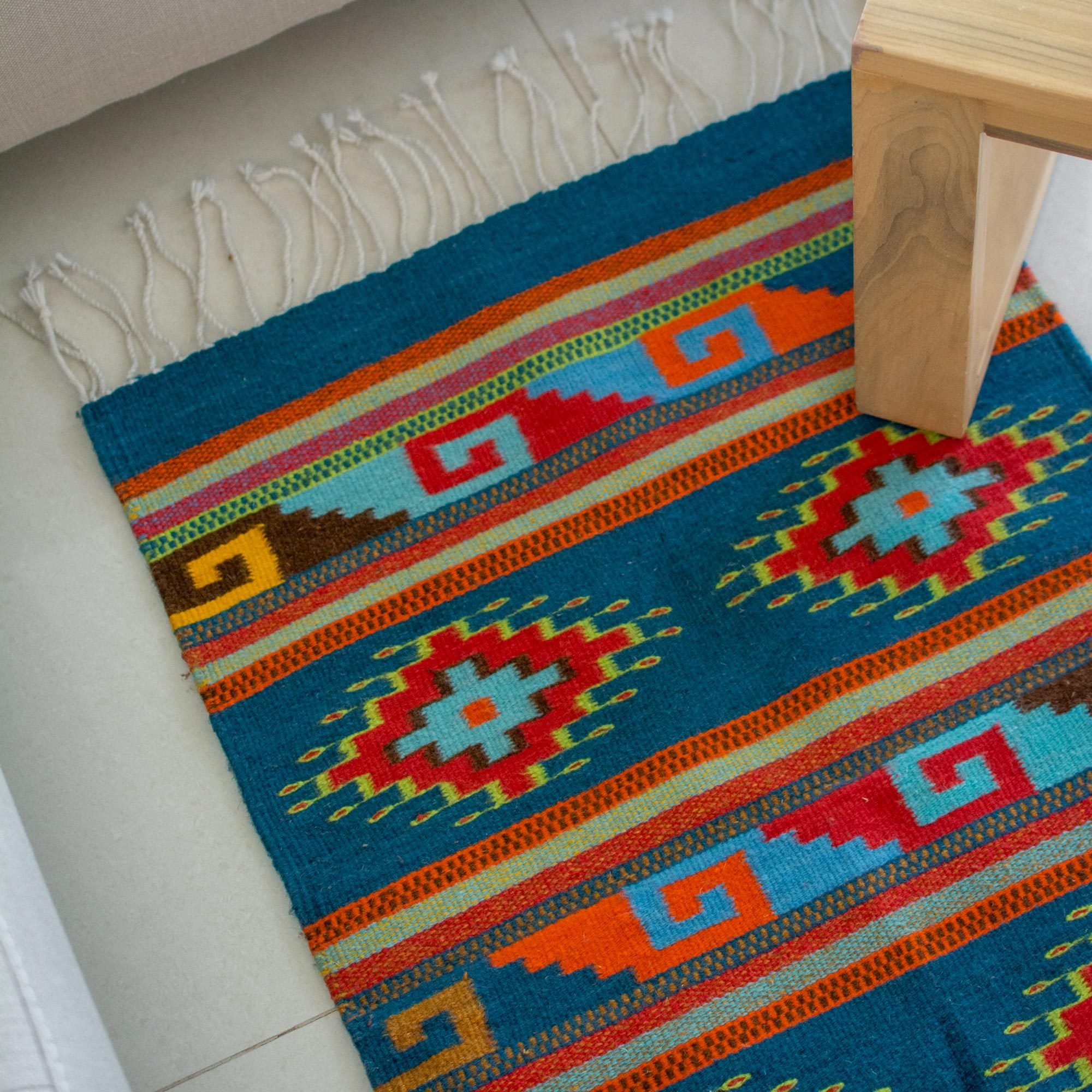 Handwoven Geometric Wool Area Rug (2x3) from Mexico Classic Geometry NOVICA