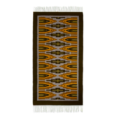 Orange and Brown Zapotec Style Hand Woven Area Rug (2.5x5)