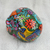 Keramikstatuette - Handbemalter mehrfarbiger Blumen- und Tauben-Keramikschädel