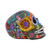 Estatuilla de cerámica - Cráneo de cerámica floral y paloma multicolor pintado a mano