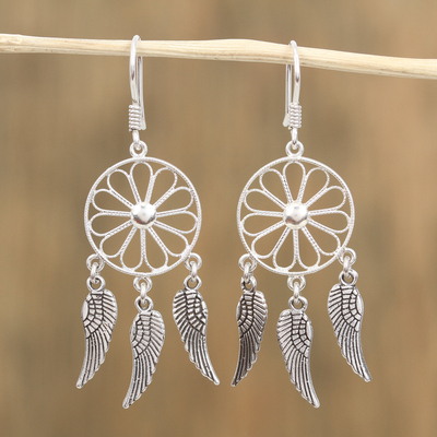 Sterling silver dangle earrings, Wings of Glory