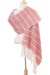 Cotton rebozo, 'Rosy Outlook' - Red and Ivory Multiple Motif Handwoven Cotton Rebozo (image 2d) thumbail