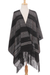Cotton rebozo, 'Moonglow at Midnight' - Black and Silver Grey Multiple Motif Handwoven Cotton Rebozo
