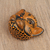 Ceramic mask, 'Watchful Jaguar' - Orange-Amber Ceramic Jaguar Decorative Mask Wall Art (image 2b) thumbail