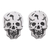 Sterling silver button earrings, 'Happy Skulls' - Sterling Silver Skull Button Earrings Crafted in Mexico