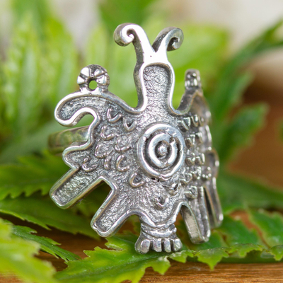 Sterling silver wrap ring, Pre-Hispanic Butterfly