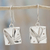 Sterling silver dangle earrings, 'Conversations' - Square Abstract Modern Face Sterling Silver Dangle Earrings thumbail
