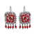 Sterling silver dangle earrings, 'Framed Roses' - Red Bead and Sterling Silver Scrollwork Dangle Earrings (image 2a) thumbail