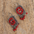 Sterling silver dangle earrings, 'Framed Roses' - Red Bead and Sterling Silver Scrollwork Dangle Earrings (image 2b) thumbail