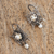 Cultured pearl filigree dangle earrings, 'Petal Points' - Cultured Pearl and Sterling Silver Filigree Dangle Earrings (image 2b) thumbail