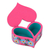 Wood decorative box, 'Heart Compartments' - Hand-Painted Floral Heart Shaped Box from Mexico