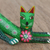 Wood alebrije sculpture, 'Stretching Cat in Green' - Wood Alebrije Cat Sculpture in Green from Mexico