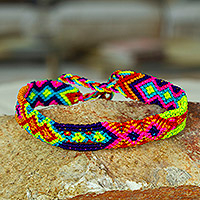 Cotton macrame wristband bracelet, 'Universe of Delight' - Multicolored Cotton Macrame Wristband Bracelet