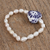 Cultured pearl and ceramic beaded stretch bracelet, 'Ethereal Delight' - Ceramic and Pearl Heart Beaded Stretch Bracelet from Mexico (image 2b) thumbail
