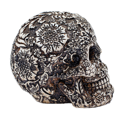 Ceramic figurine, 'Skull Mystery' - Handcrafted Ceramic Mini Skull Figurine from Mexico