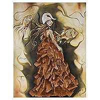'Mujer pez' (2016) - Pintura al óleo y papel maché de una mujer pez de México