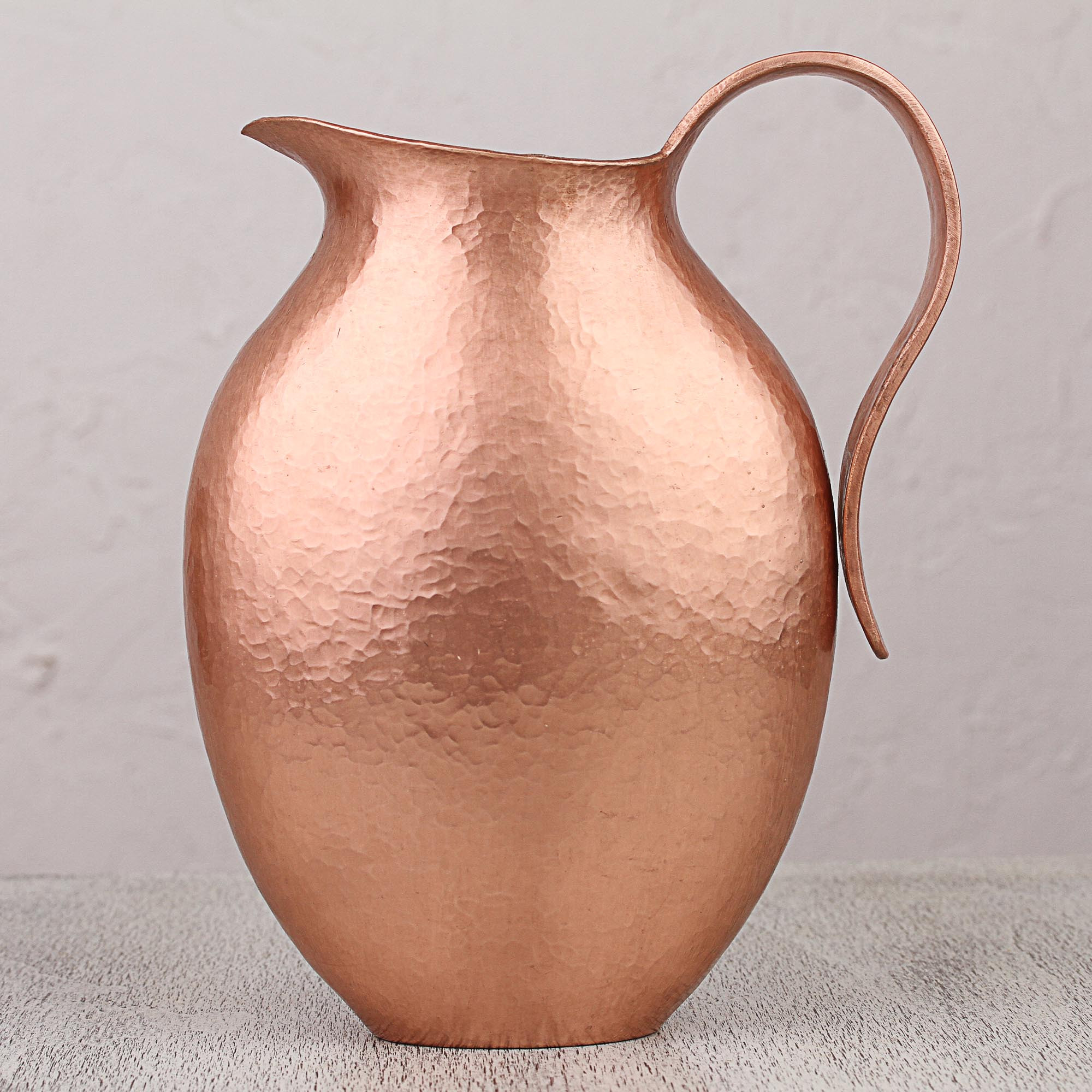 Handcrafted Hammered Copper Decorative Pitcher from Mexico Timeless