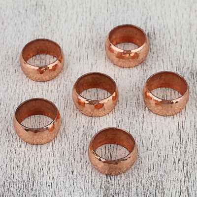 Copper napkin rings, Bright Sheen (set of 6)