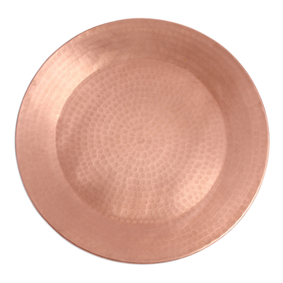 Handcrafted Hammered Copper Decorative Plate from Mexico