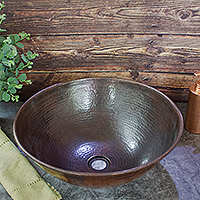 Handcrafted Upcycled Copper Sink with Hammered Finish,'Sophistication Renewed'