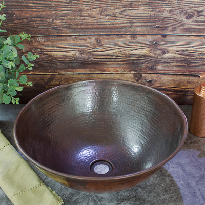 Recycled copper sink, 'Sophistication Renewed' - Handcrafted Upcycled Copper Sink with Hammered Finish
