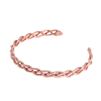 Copper cuff bracelet, 'Brilliant Braid' - Handcrafted Braided Copper Cuff Bracelet from Mexico