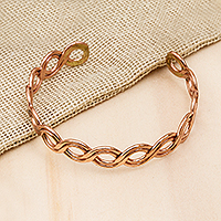 Copper cuff bracelet, 'Brilliant Beauty' - Weave Motif Copper Cuff Bracelet from Mexico