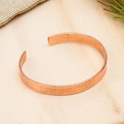 Copper cuff bracelet, 'Brilliant Gleam' - High-Polish Copper Cuff Bracelet from Mexico