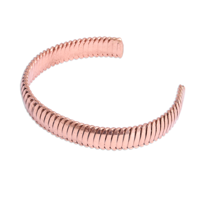 Copper cuff bracelet, 'Brilliant Sheen' - Handcrafted Copper Cuff Bracelet from Mexico