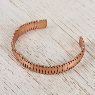 Copper cuff bracelet, 'Brilliant Sheen' - Handcrafted Copper Cuff Bracelet from Mexico