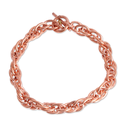 Handcrafted Copper Rope Chain Bracelet from Mexico