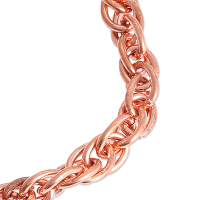 Pulsera de cadena de cobre, 'Bright Connection' - Pulsera de cadena de cuerda de cobre hecha a mano de México