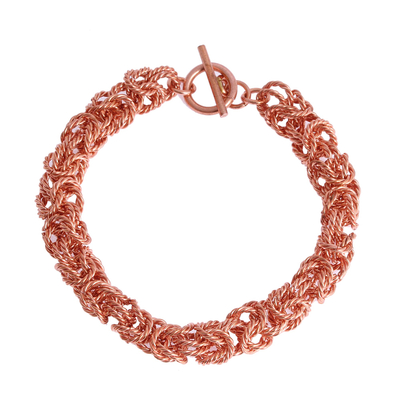 Handcrafted Copper Rope Motif Chain Bracelet from Mexico