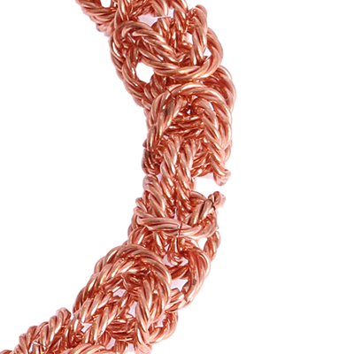 Copper chain bracelet, 'Bright Twist' - Handcrafted Copper Rope Motif Chain Bracelet from Mexico