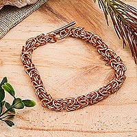 Copper chain bracelet, 'Bright Creativity' - Handcrafted Copper Byzantine Chain Bracelet from Mexico