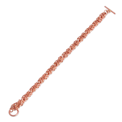 Handcrafted Copper Rope Motif Chain Bracelet from Mexico - Bright